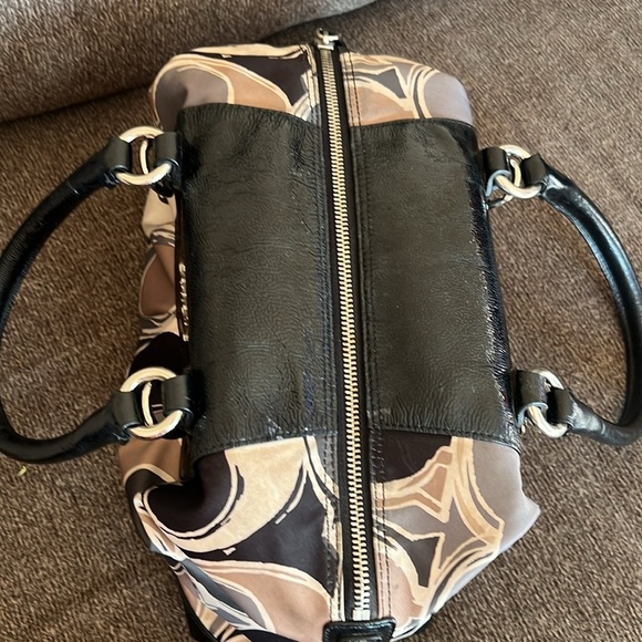 Coach Ashley Silk Handbag Brown Black Tan Patterned - Picture 4 of 11